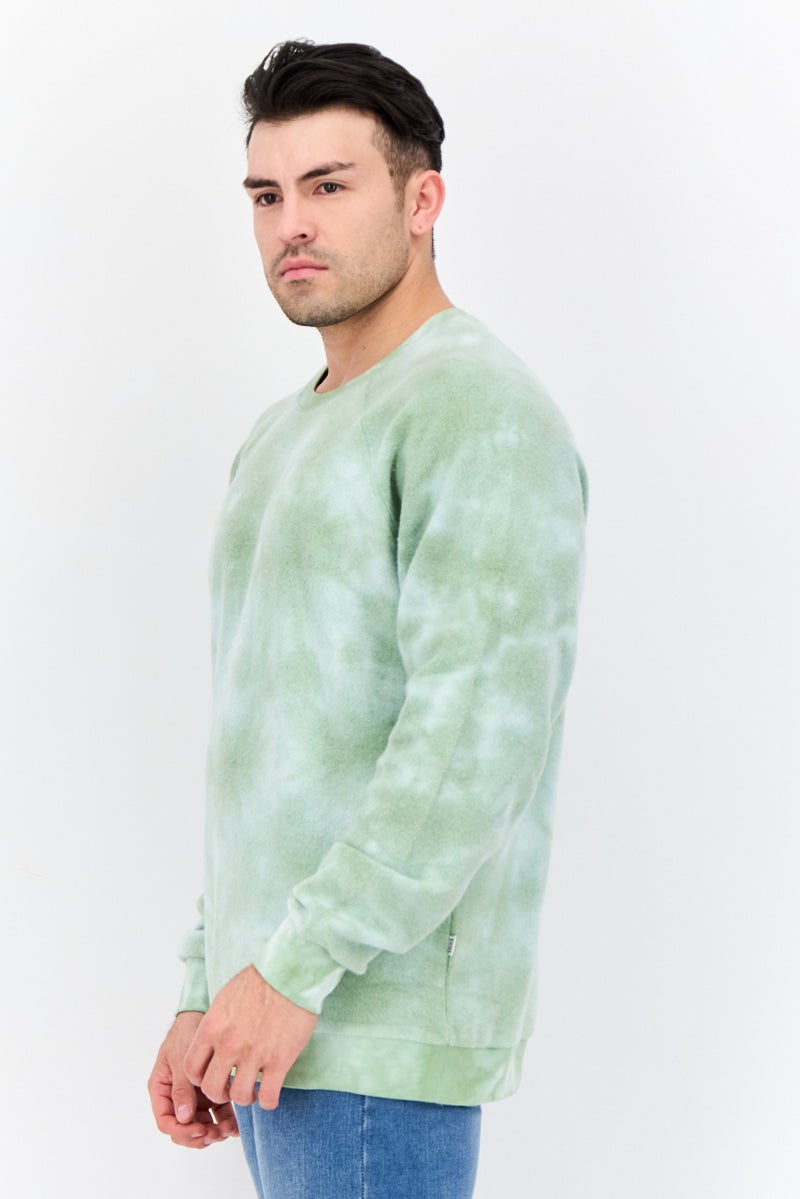 Feat Men Crew Neck Tie Dye Long Sleeves Sweatshirt, Green - Image 2